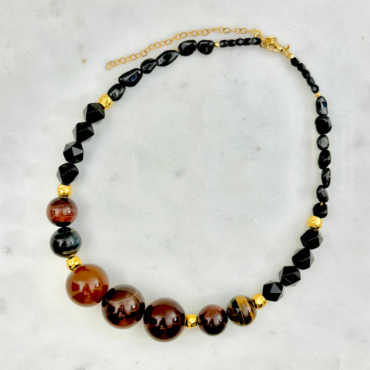 ember necklace amber black brown beaded autumn jewelry