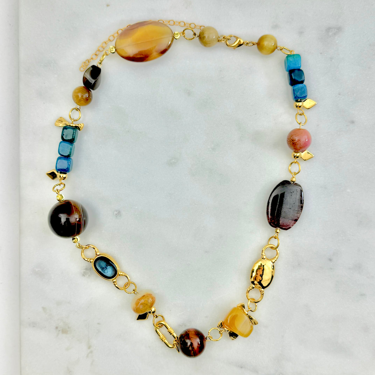 nomad necklace colorful beaded autumn jewelry
