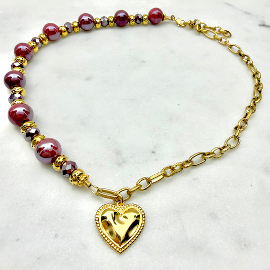 κολιέ με chunky χάντρες και αλυσίδα