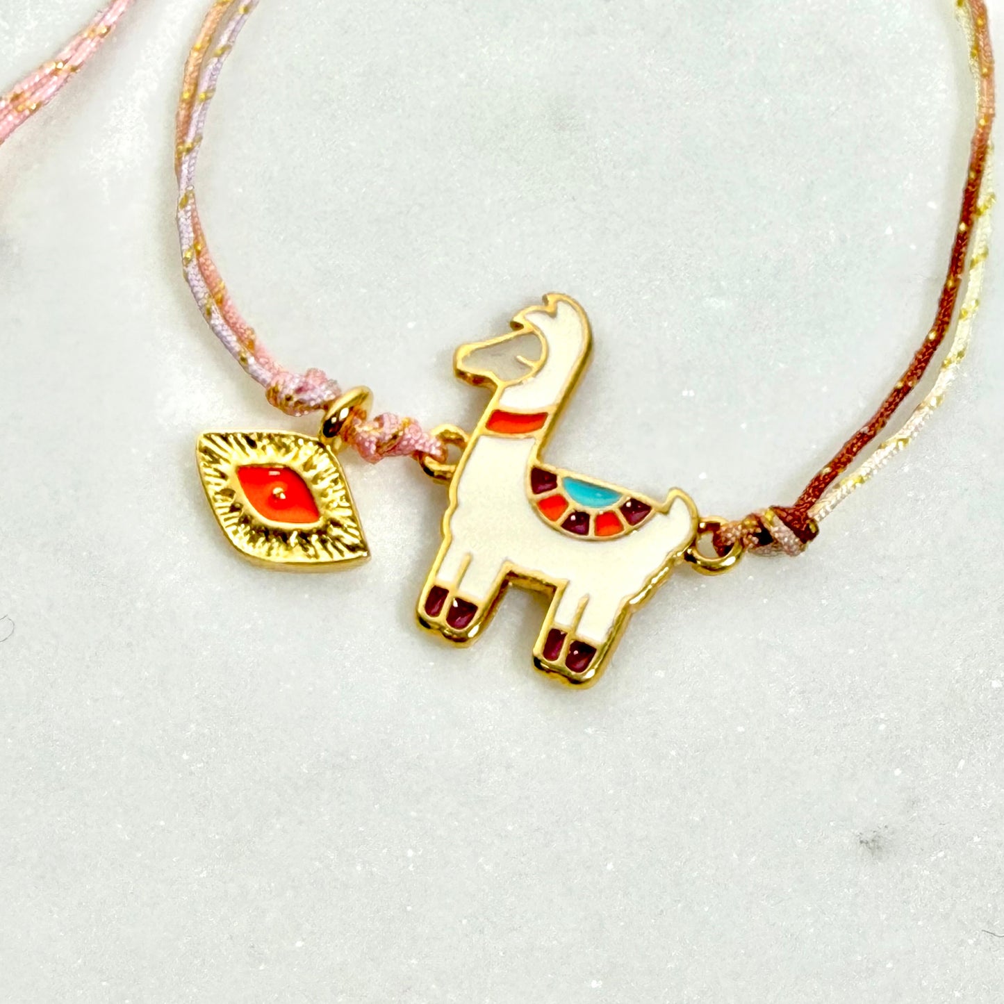 μαρτάκι-ανοιξιάτικο βραχιόλι με λάμα & ματάκι και επίχρυσες λεπτομέρειες