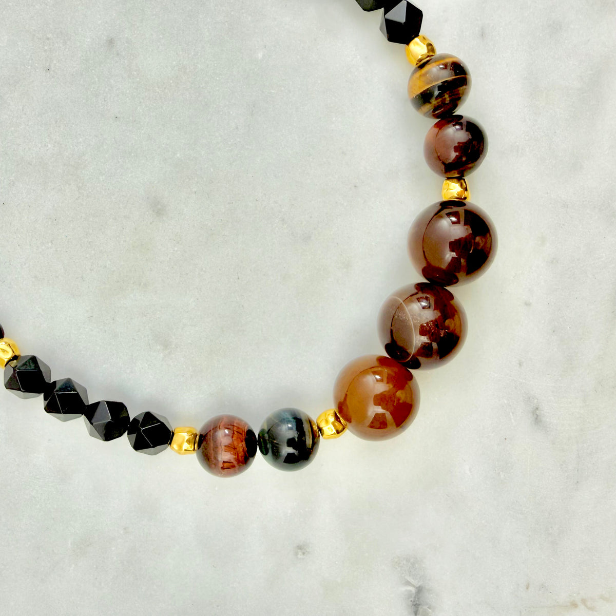 ember necklace amber black brown beaded autumn jewelry