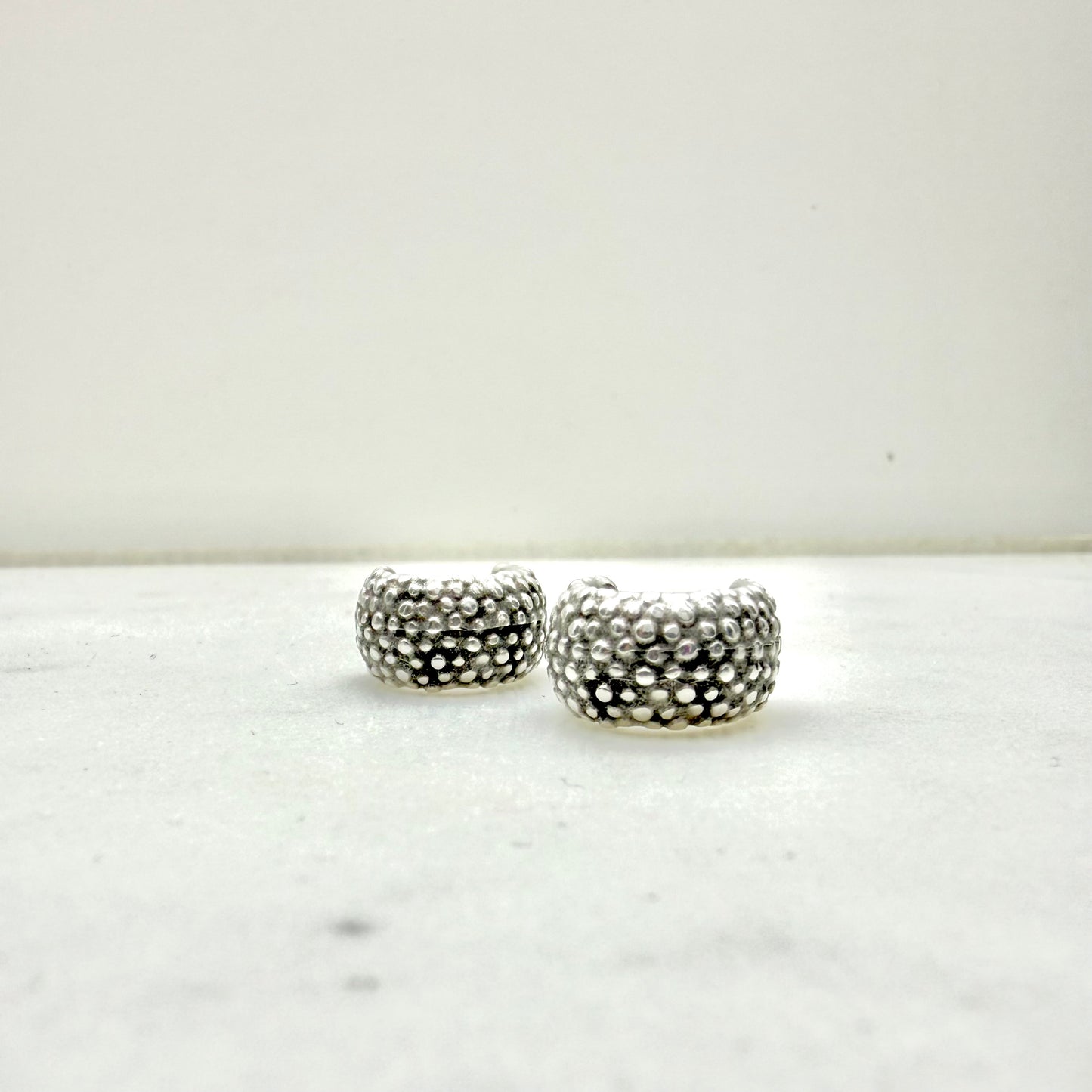 silver textured mini hoop earrings minimalist jewelry greek fashion