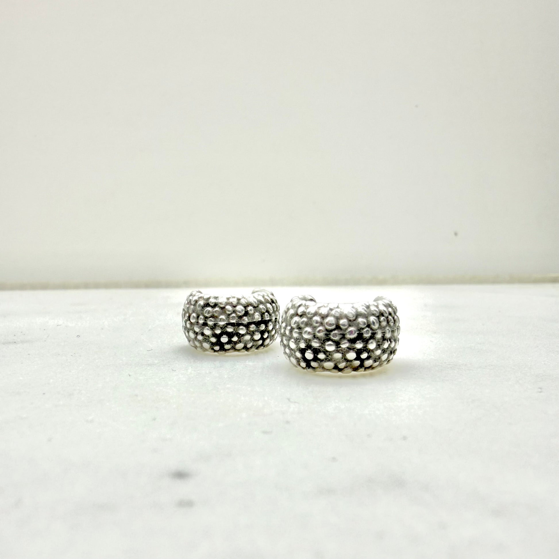 silver textured mini hoop earrings minimalist jewelry greek fashion