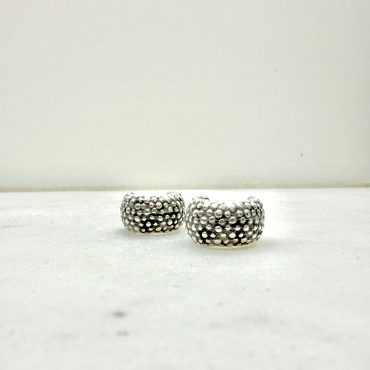 silver textured mini hoop earrings minimalist jewelry greek fashion