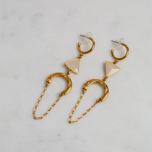 chain hang low earrings